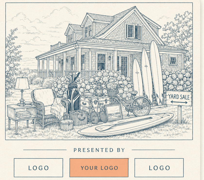 Illustration of the homepage hero with a Presented by logo strip beneath